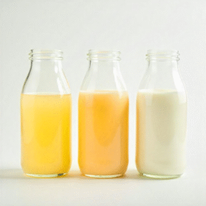 Aparência do leite materno em suas 3 fases